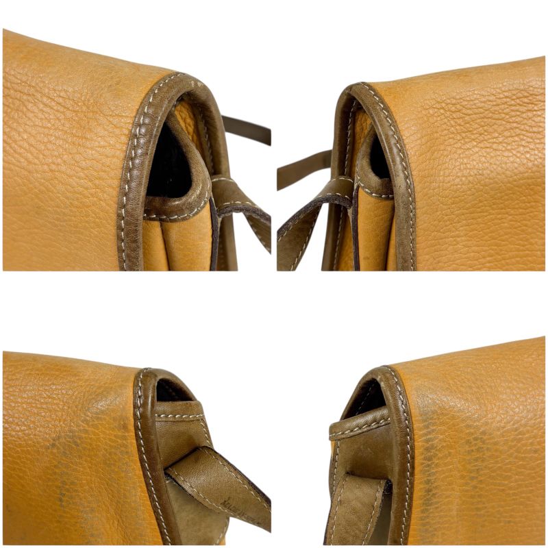 Loewe Anagram Logo Mini Shoulder Bag Yellow Beige Leather Vintage
