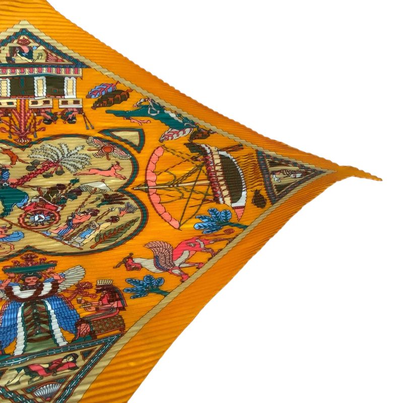 Hermes Silk Scarf Pleated Persepolis City Orange Box — view 5