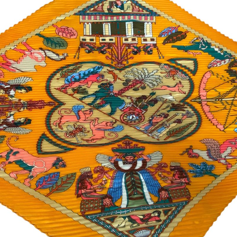 Hermes Silk Scarf Pleated Persepolis City Orange Box — view 4
