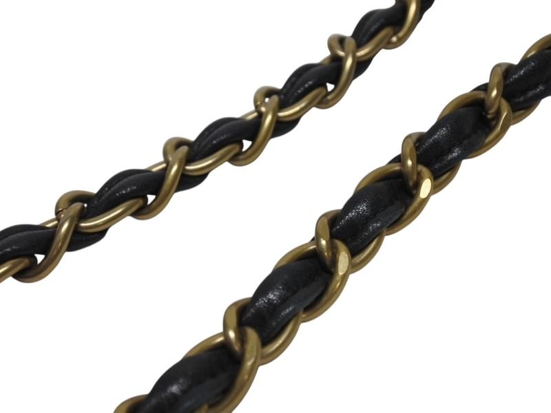 Chanel S Chain Shoulder Bag CC Logo Rabbit Fur Calf Hair Black Gold — view 4