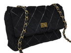 Chanel S Chain Shoulder Bag CC Logo Rabbit Fur Calf Hair Black Gold — view 3