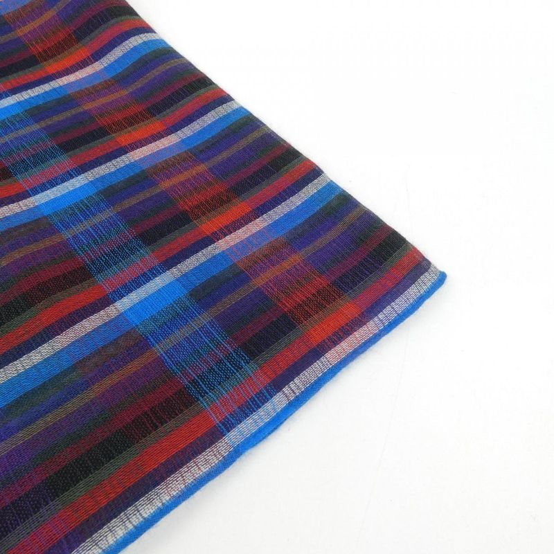 Hermes Striped Plaid Blue Red Stole — view 2