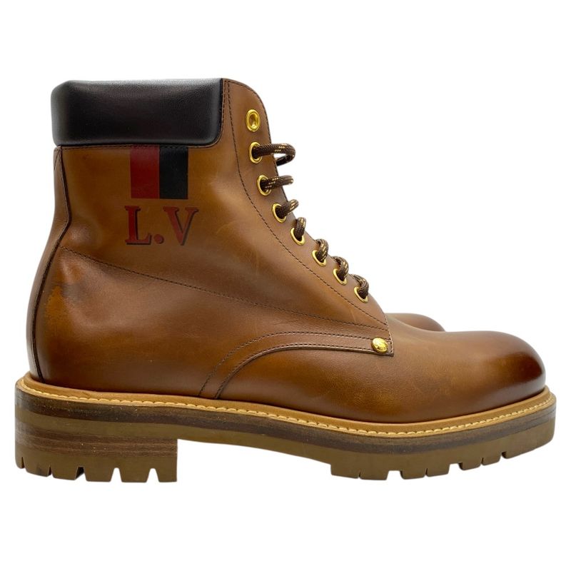 Louis Vuitton Line Ankle Boots Short Brown Logo Leather Mt0168 — view 5