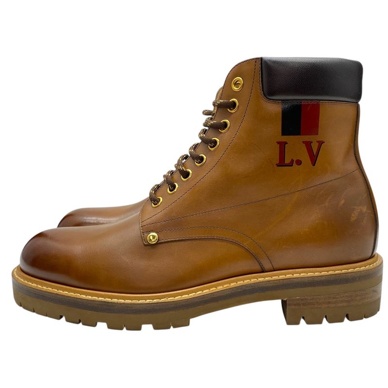 Louis Vuitton Line Ankle Boots Short Brown Logo Leather Mt0168 — view 3
