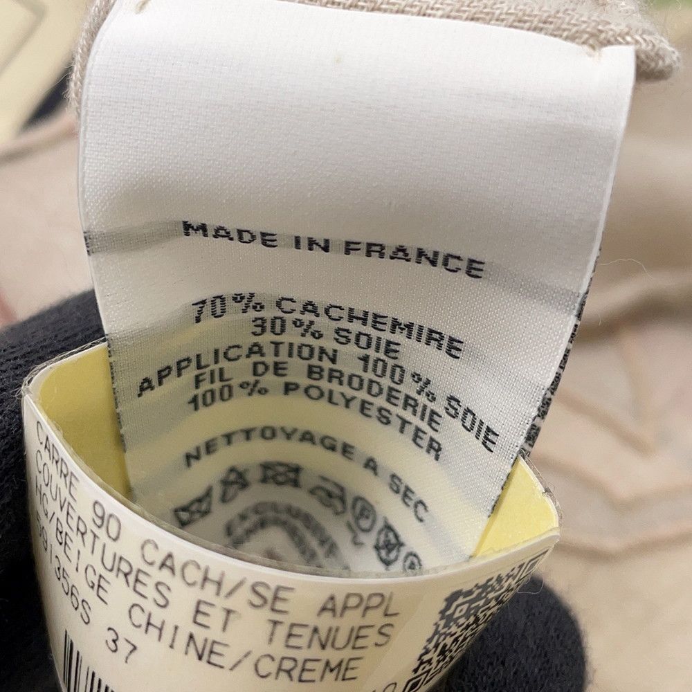 Hermes Scarf Carre 90 Appl Couvertures ET Tenues Cashmere Silk Mastic Natural Multicolor — view 4