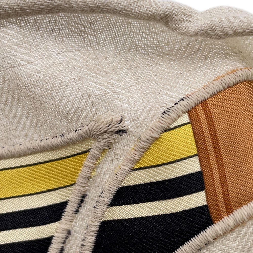 Hermes Scarf Carre 90 Appl Couvertures ET Tenues Cashmere Silk Mastic Natural Multicolor — view 2