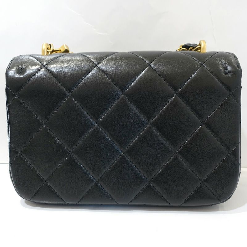 Chanel Mini Quilted Shoulder Bag Leather Pearl BK Gdhardware Random — view 3