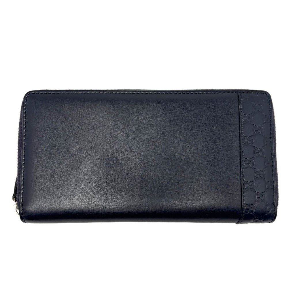 Gucci Wallet Leather Mistral Micro Guccissima Navy Silver — view 2