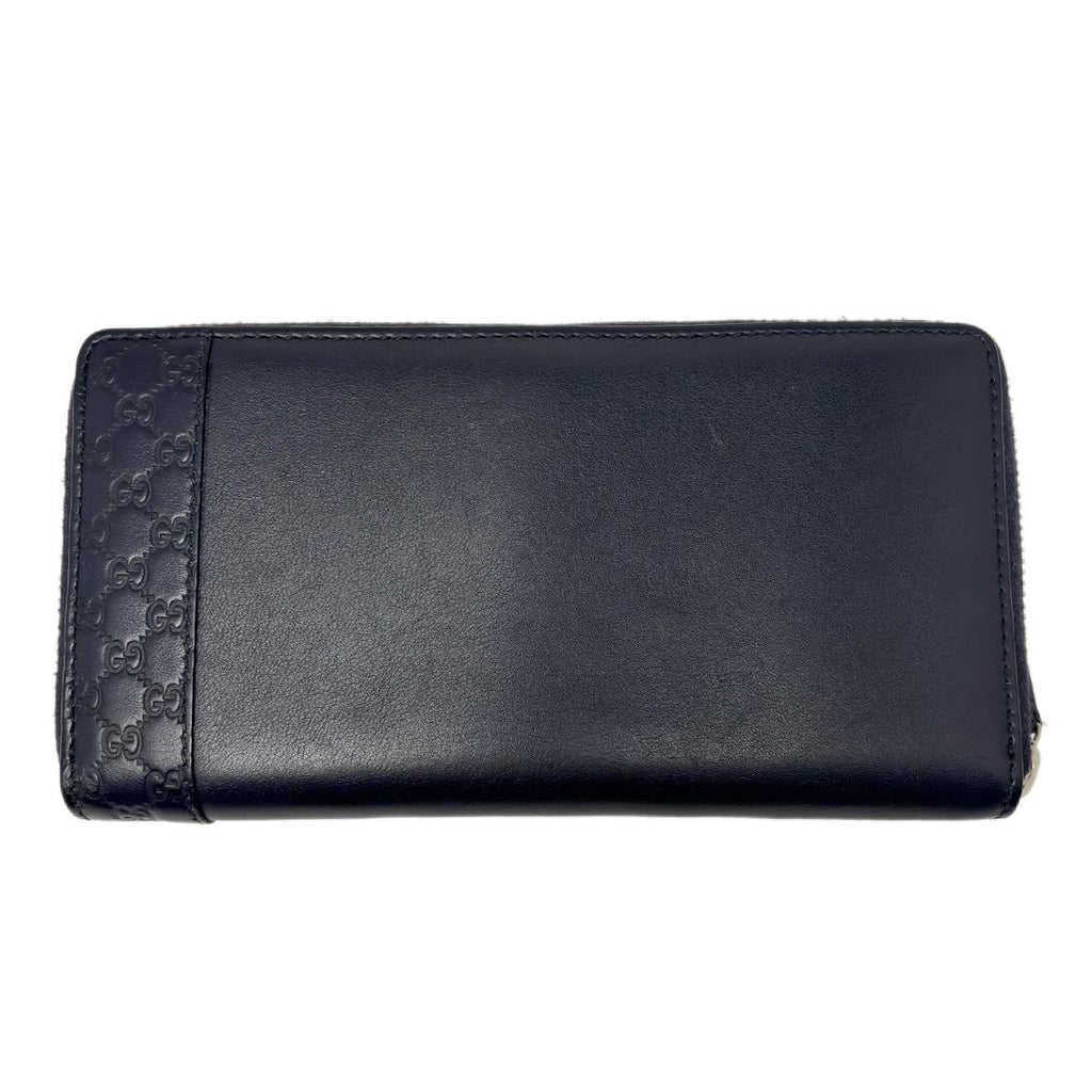 Gucci Wallet Leather Mistral Micro Guccissima Navy Silver — view 3