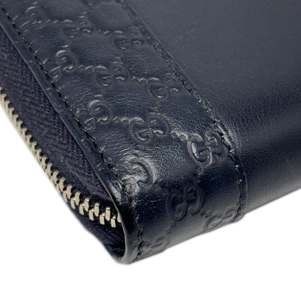 Gucci Wallet Leather Mistral Micro Guccissima Navy Silver — view 9