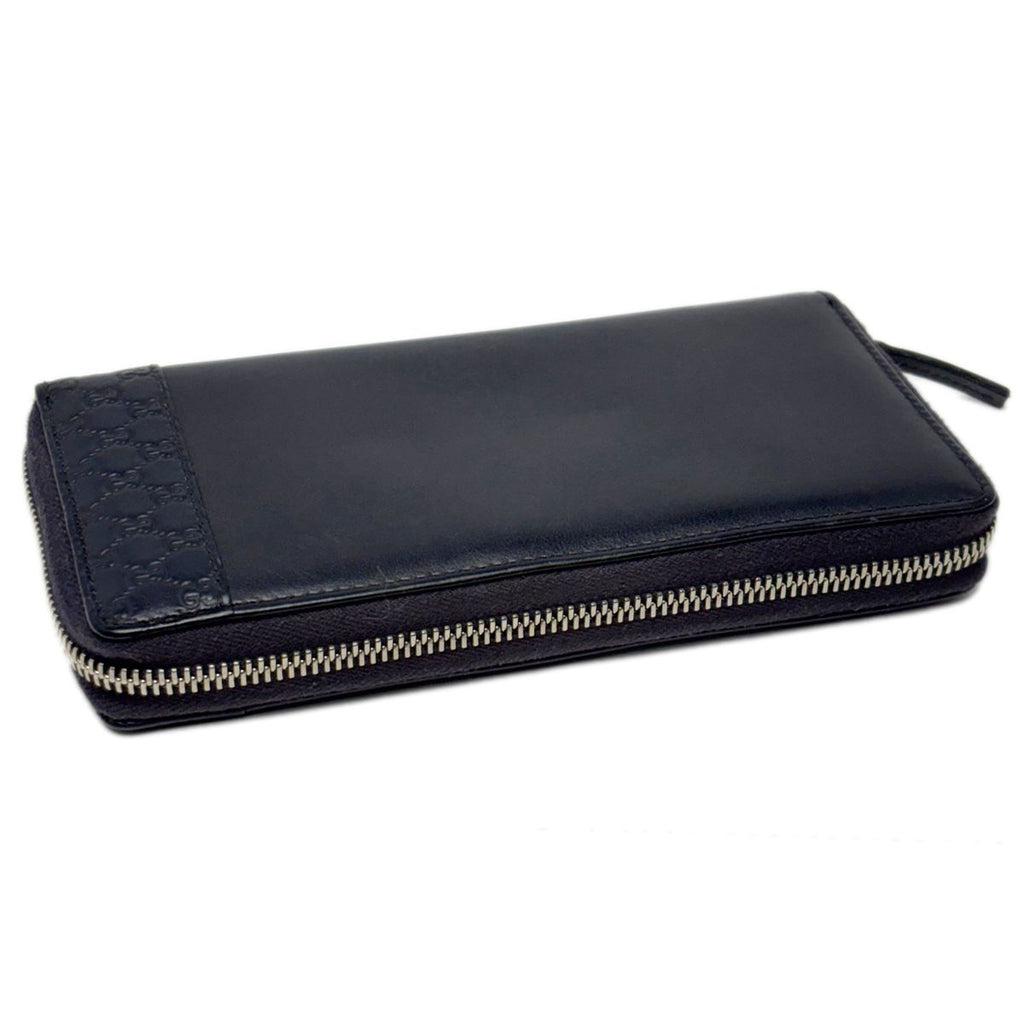 Gucci Wallet Leather Mistral Micro Guccissima Navy Silver — view 4