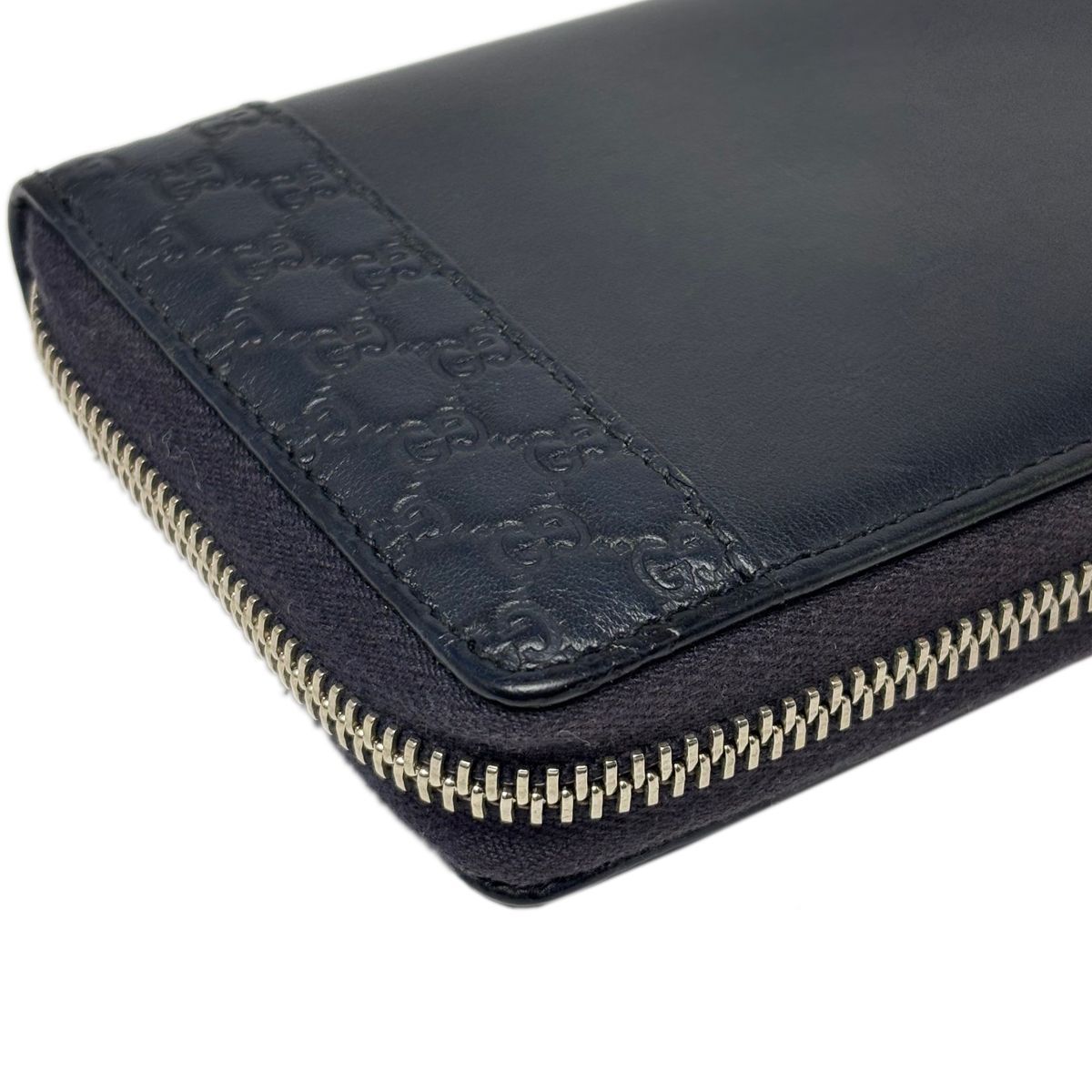 Gucci Wallet Leather Mistral Micro Guccissima Navy Silver — view 5