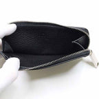 Gucci Logo Zip Card Case Coin Fragment Black Grain Leather — view 7
