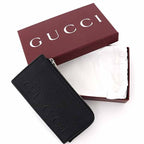 Gucci Logo Zip Card Case Coin Fragment Black Grain Leather — view 3