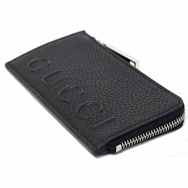 Gucci Logo Zip Card Case Coin Fragment Black Grain Leather — view 6