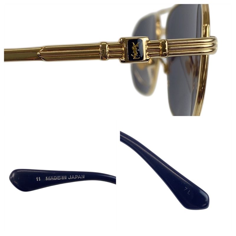 Yves Saint Laurent Vintage Gold Navy 5516 142 Sunglasses — view 8