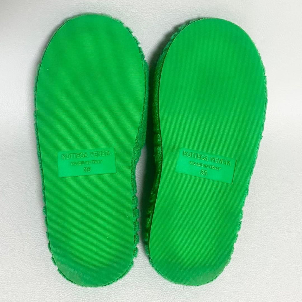 Bottega Veneta Resort Sponge Slide Sandals Green — view 8