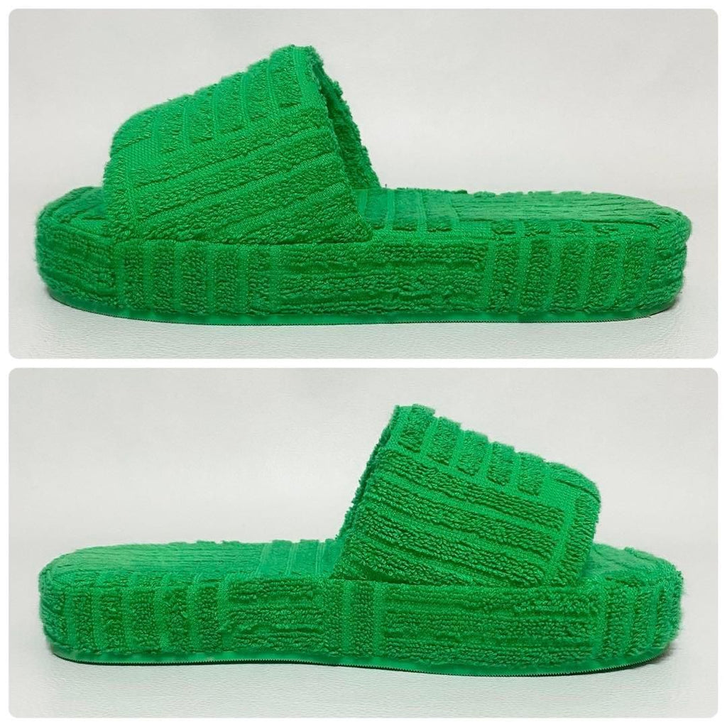 Bottega Veneta Resort Sponge Slide Sandals Green — view 5