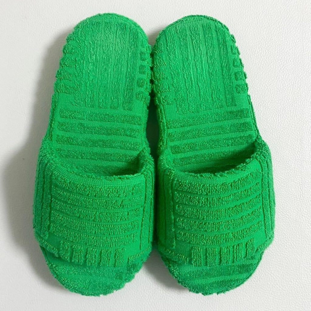 Bottega Veneta Resort Sponge Slide Sandals Green — view 7