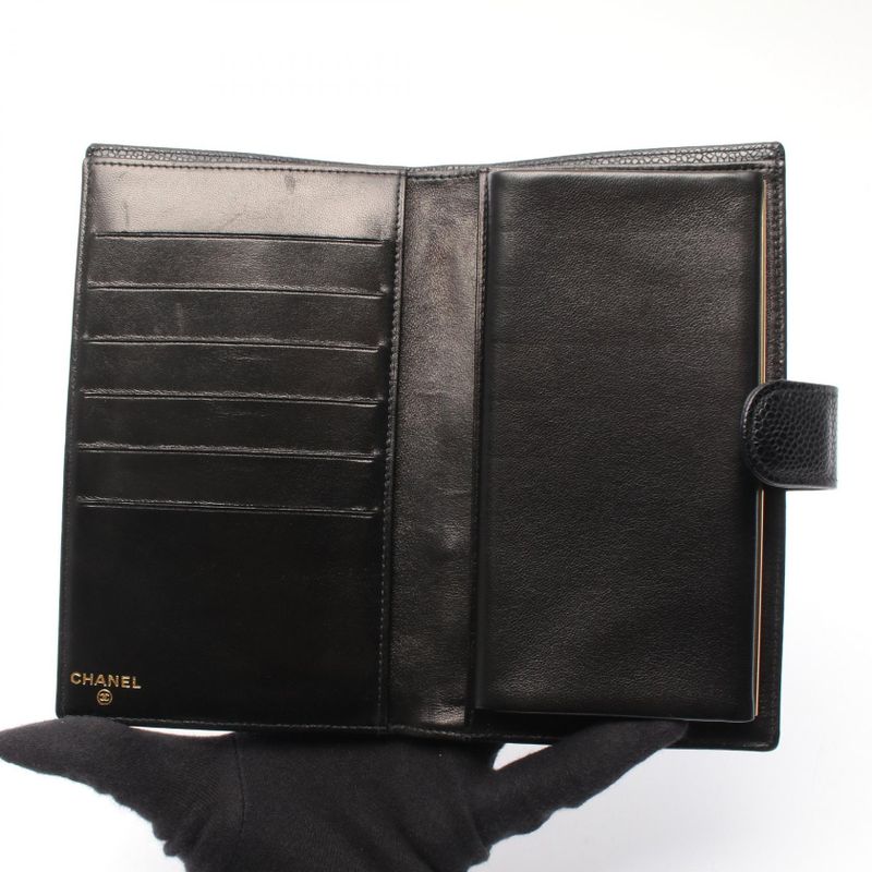 Chanel Bifold Long Wallet Coco Mark Black Leather — view 3
