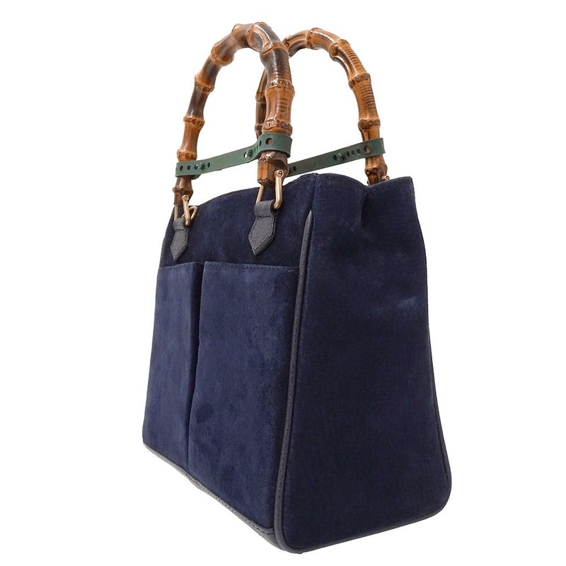 Gucci Bag Shoulder 2-Way Bamboo Suede Navy 000/123