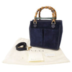 Gucci Bag Shoulder 2-Way Bamboo Suede Navy 000/123