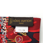 Louis Vuitton Bandeau Silk Monogram Key Pattern Logo Scarf Shawl Red — view 8