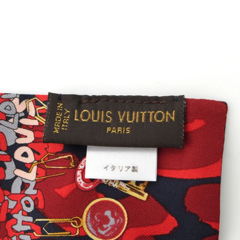 Louis Vuitton Bandeau Silk Monogram Key Pattern Logo Scarf Shawl Red — view 8