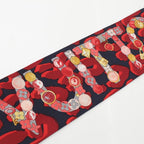 Louis Vuitton Bandeau Silk Monogram Key Pattern Logo Scarf Shawl Red — view 6