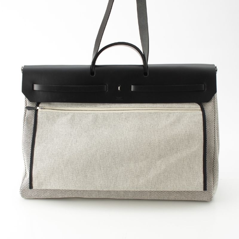 Hermes Herbag Her Bag Zip 50 Retourne Cabin Toile GM Shoulder Handbag