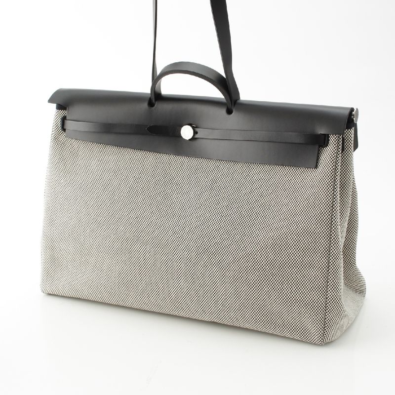 Hermes Herbag Her Bag Zip 50 Retourne Cabin Toile GM Shoulder Handbag