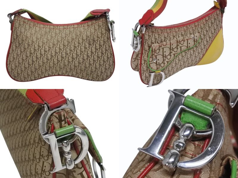 Dior Shoulder Bag Trotter Rasta Leather Canvas Silver — view 3