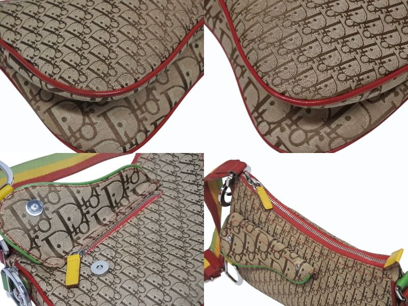 Dior Shoulder Bag Trotter Rasta Leather Canvas Silver — view 6