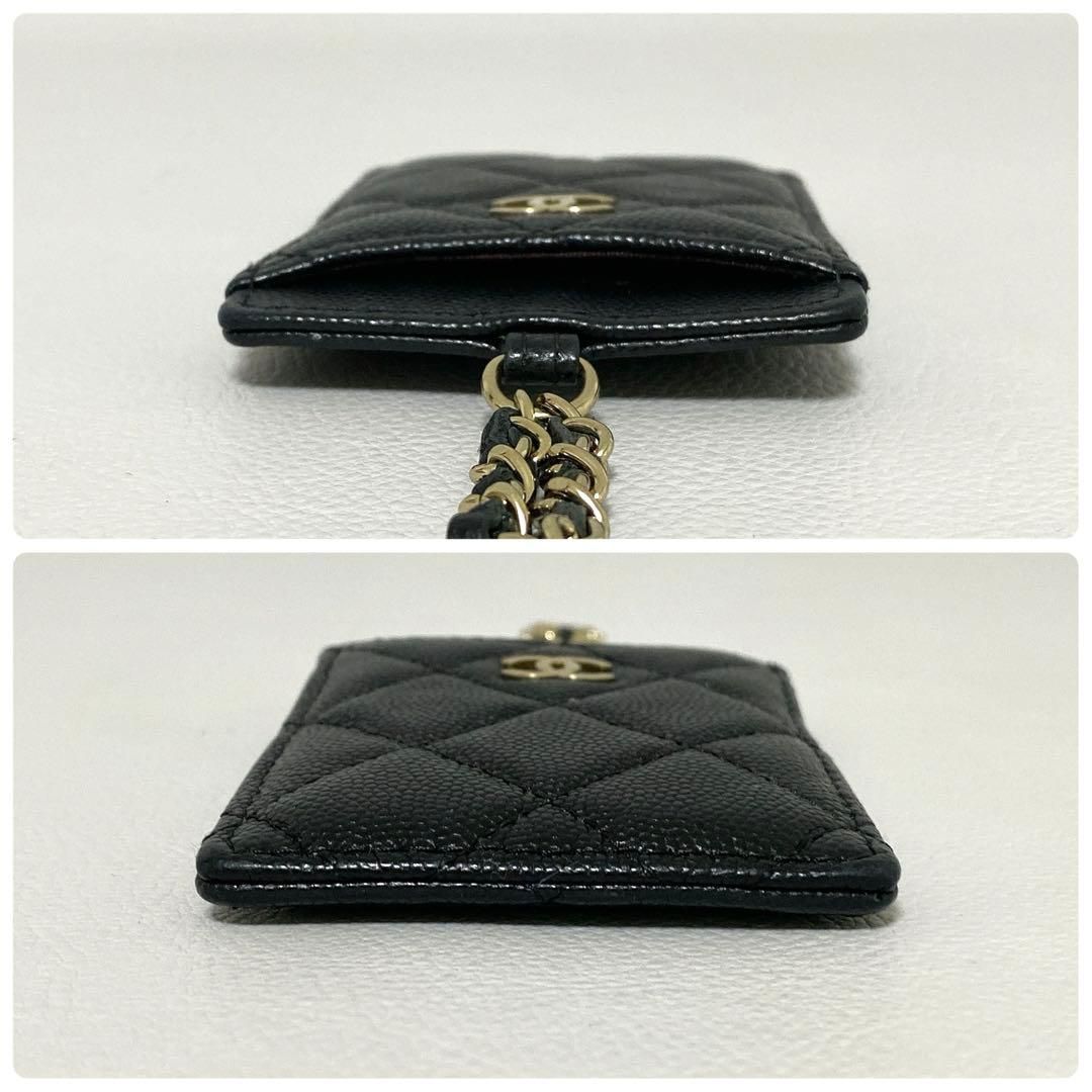 Chanel Quilted Card Case Caviar Leather Black CC Logo — view 6
