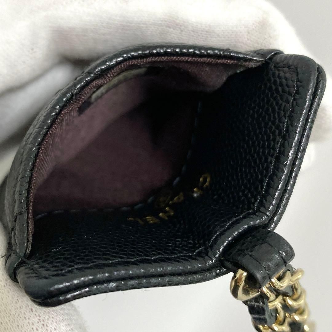 Chanel Quilted Card Case Caviar Leather Black CC Logo — view 3