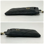Chanel Quilted Card Case Caviar Leather Black CC Logo — view 5
