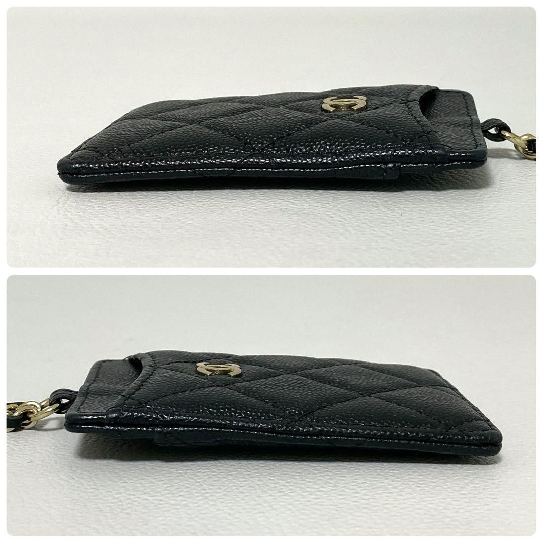 Chanel Quilted Card Case Caviar Leather Black CC Logo — view 5