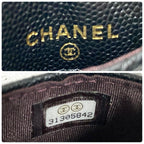Chanel Quilted Card Case Caviar Leather Black CC Logo — view 9