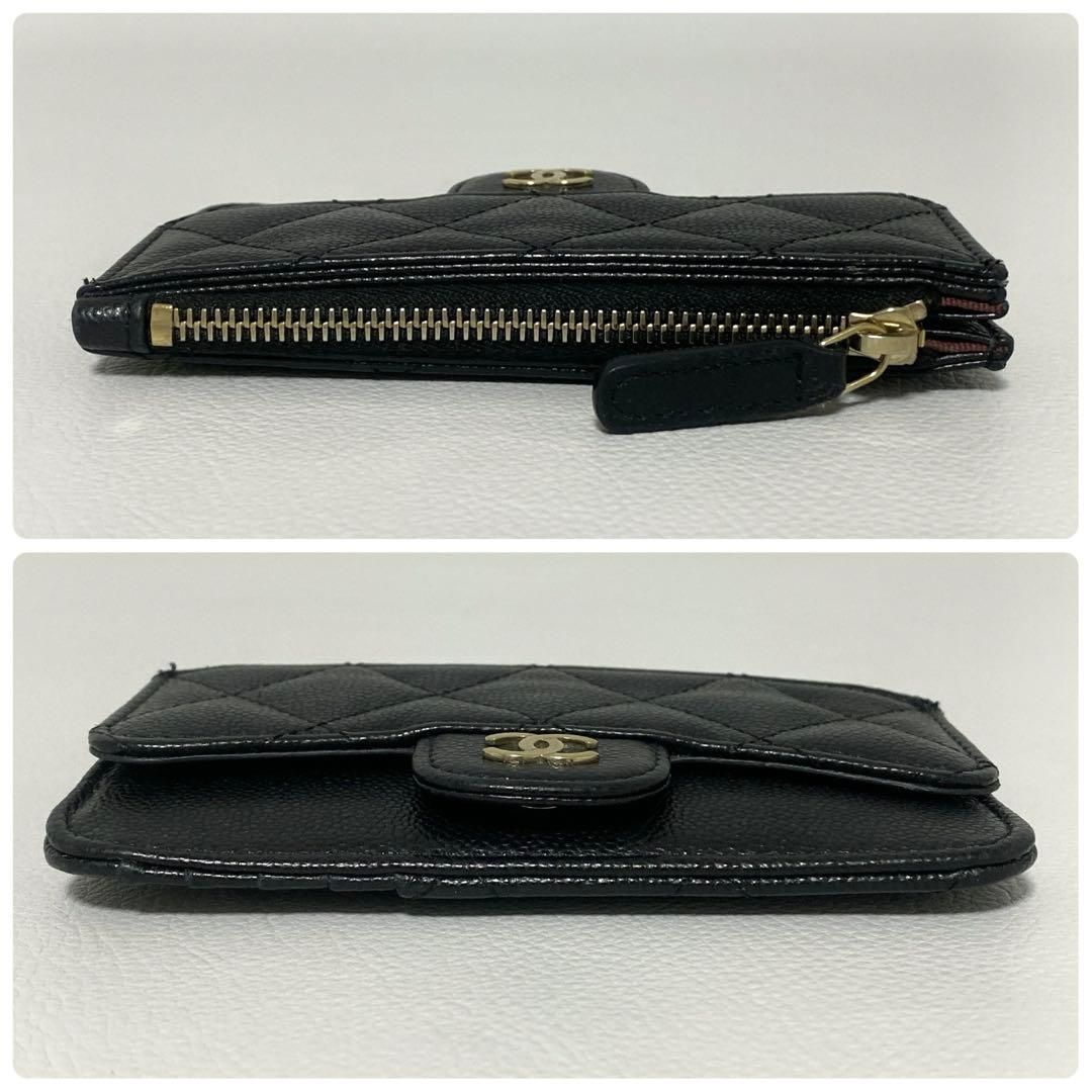 Chanel Quilted Zip Card Case Caviar Leather Black — view 5