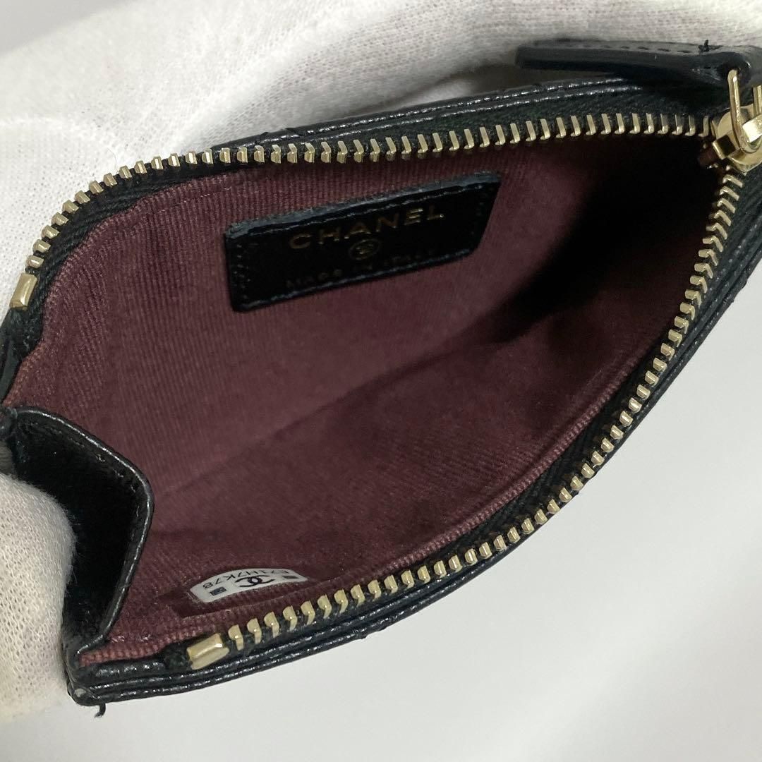 Chanel Quilted Zip Card Case Caviar Leather Black — view 3