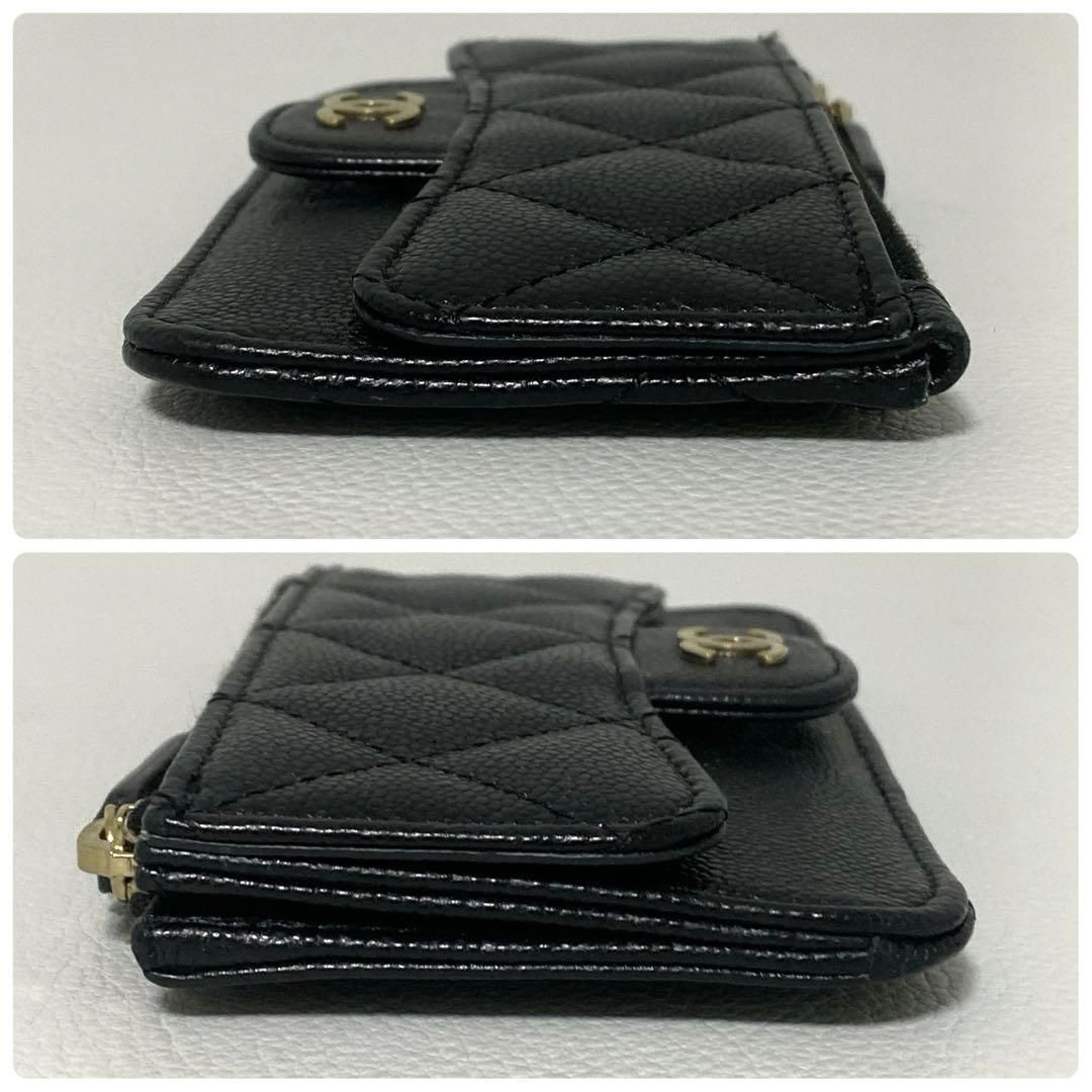 Chanel Quilted Zip Card Case Caviar Leather Black — view 4