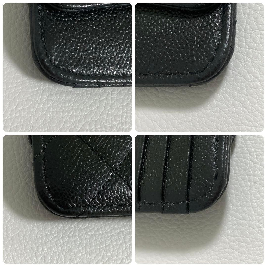Chanel Quilted Zip Card Case Caviar Leather Black — view 6
