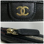 Chanel Quilted Zip Card Case Caviar Leather Black — view 8