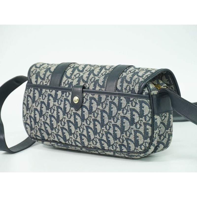 Christian Dior Trotter Shoulder Bag Pochette Canvas Gray Navy — view 3