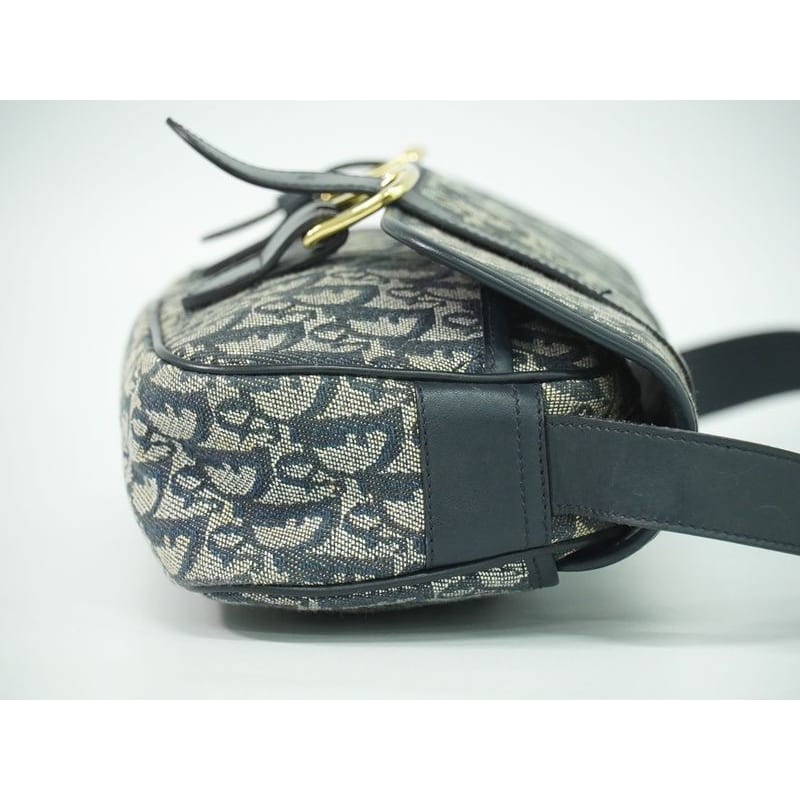 Christian Dior Trotter Shoulder Bag Pochette Canvas Gray Navy — view 5