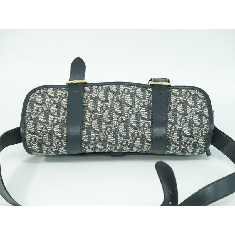Christian Dior Trotter Shoulder Bag Pochette Canvas Gray Navy — view 6