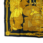 Hermes Carre 90 Armets En Panache Feathered Cavalry Helmet Black Gold Scarf — view 4