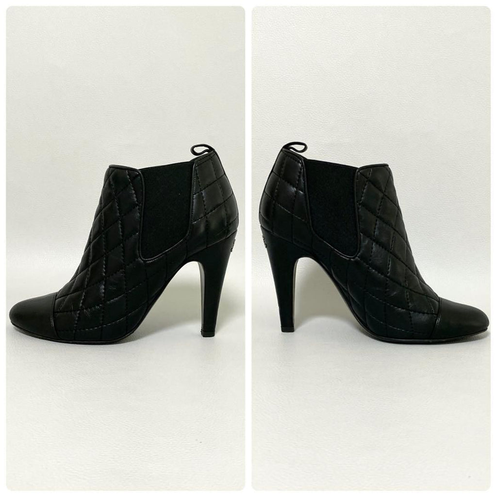 Chanel Quilted Side Gore Boots 36 Black Heel — view 5
