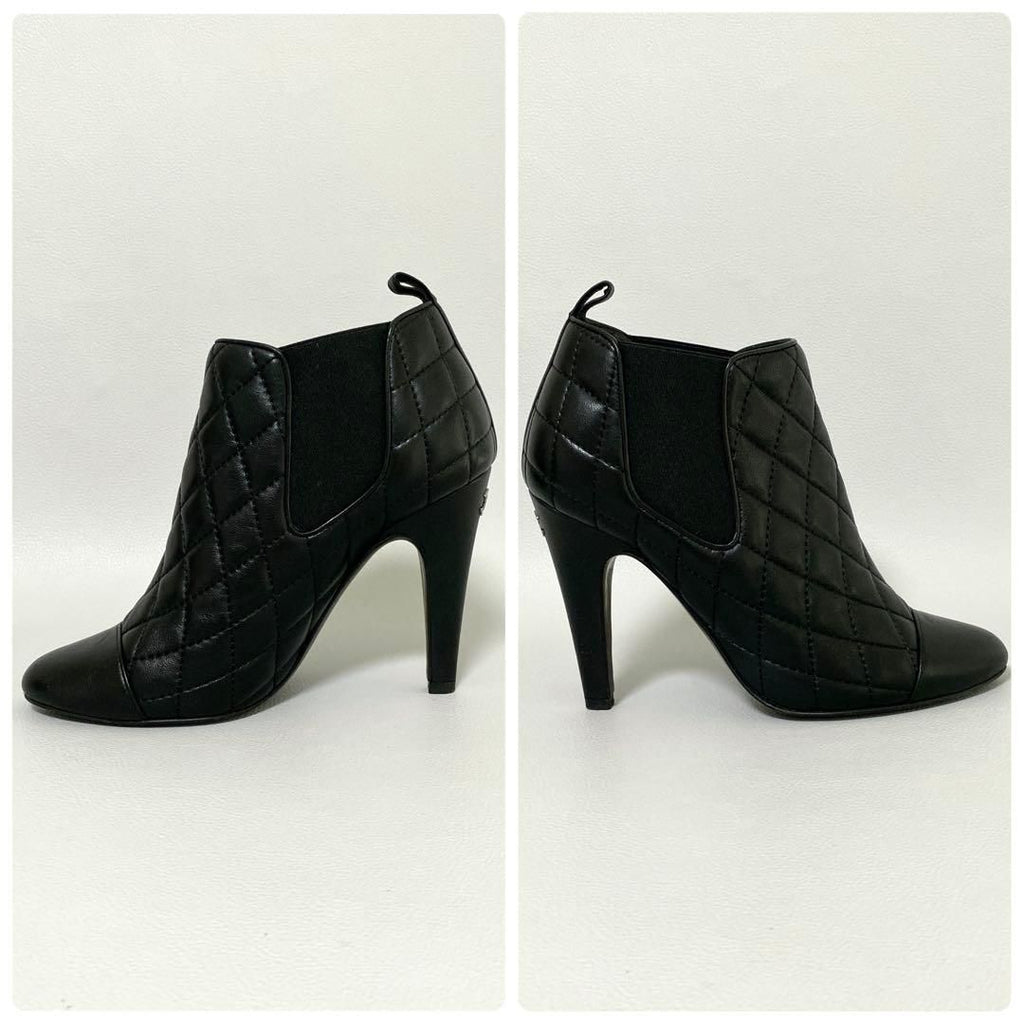 Chanel Quilted Side Gore Boots 36 Black Heel — view 6