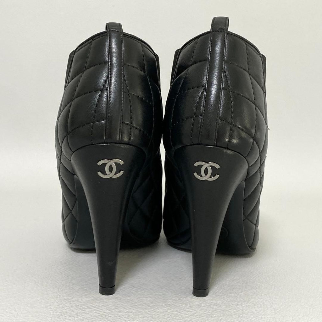 Chanel Quilted Side Gore Boots 36 Black Heel — view 4